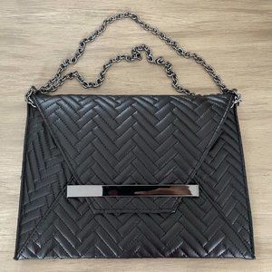 Black Envelope Bag with Dark Adjustable Chain